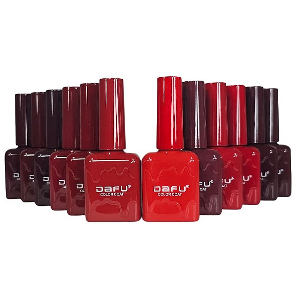 Kit Esmaltes em Gel 12 und Coleção Tons de Cereja 10ml - Dafu