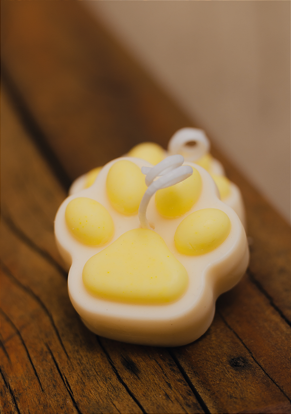 Lembrancinha vela decorativa  patinha natural e amarelo