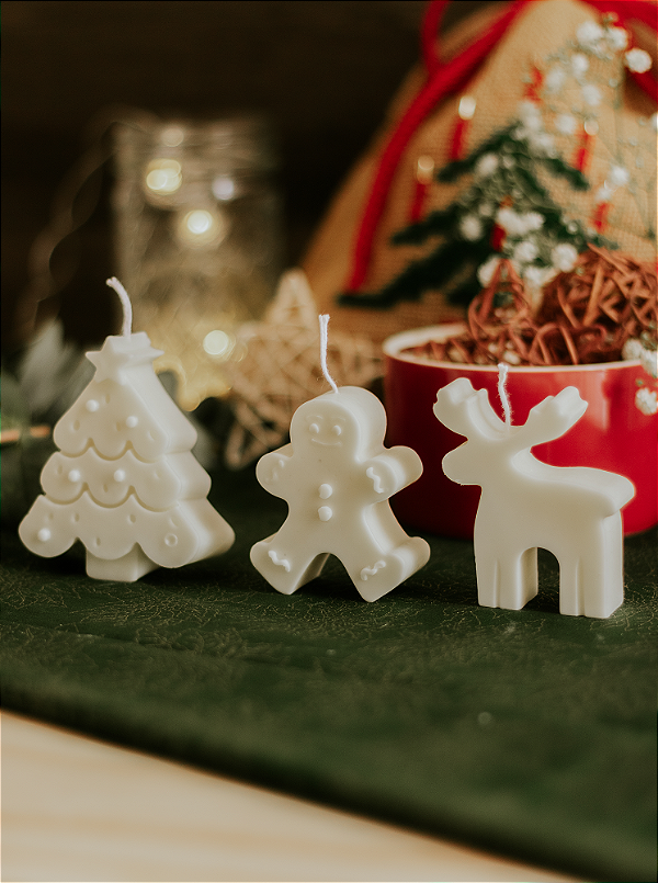 Kit 3 velas decorativas natal lúdico