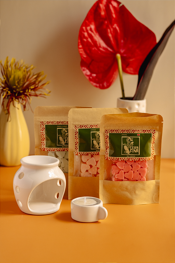 Kit wax melts e réchaud branco pequeno