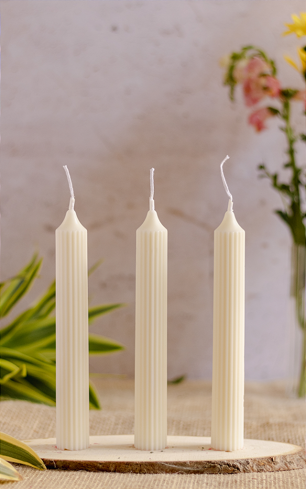 Kit 3 velas decorativas cilíndricas natural