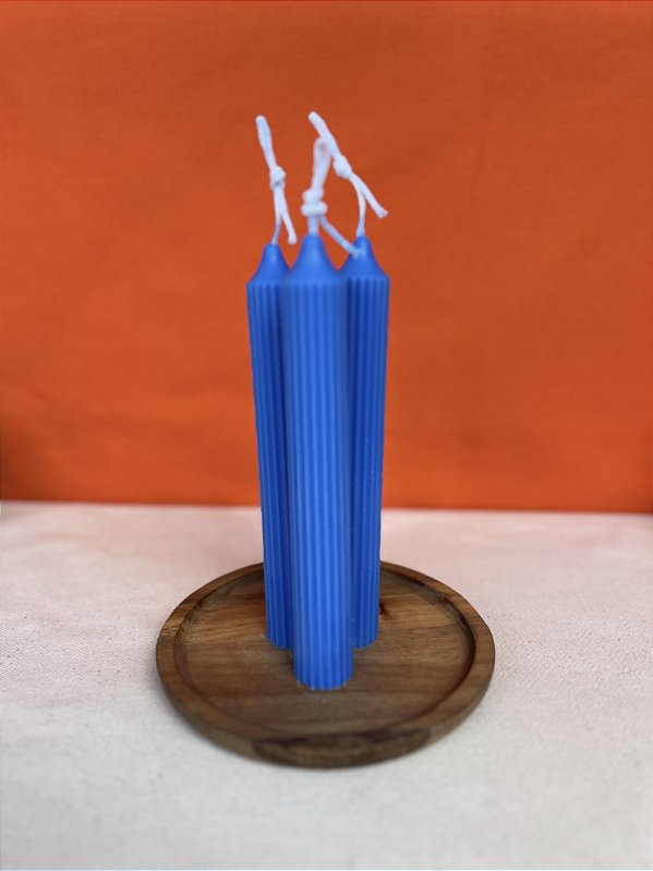 Kit 3 velas decorativas cilíndricas azul