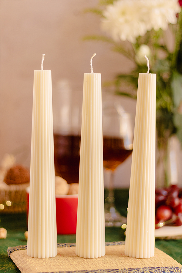 Kit 3 velas decorativas cilíndricas natural
