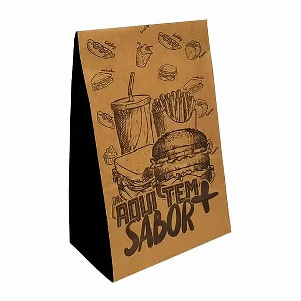 Saco Embalagem Kraft Delivery Lanche C/100 Tam. M