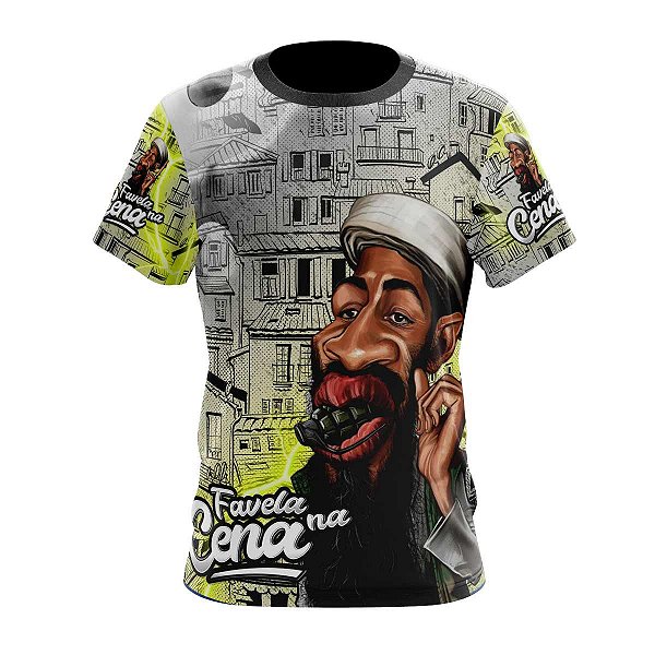 Camiseta  Manga Curta  Comunidade Favela Bin Laden