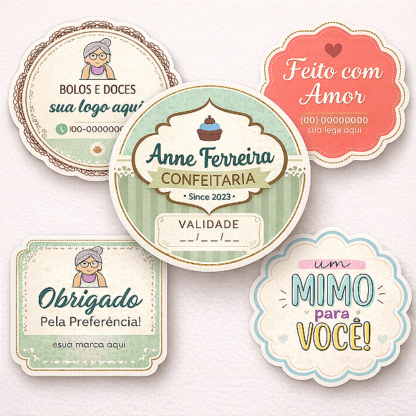 Adesivo vinil branco brilho estampado a prova de água diversos formatos e tamanhos