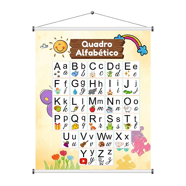 Banner Escolar Alfabeto Letras Imagens Silabas abecedário Colorido divesos tamanhos