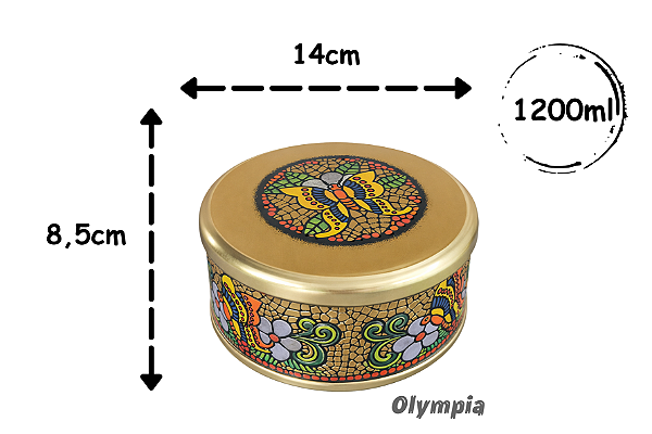 Lata Flores e Borboletas Gold