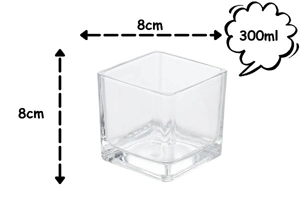 Pote de Vidro Quadrado Transparente 300ml
