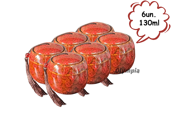 6un Cerâmica Chinesa Vermelho 130ml