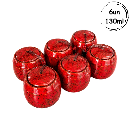 6un Cerâmica Chinesa Vermelho 130ml