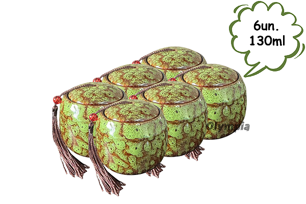 6un Cerâmica Chinesa Verde 130ml