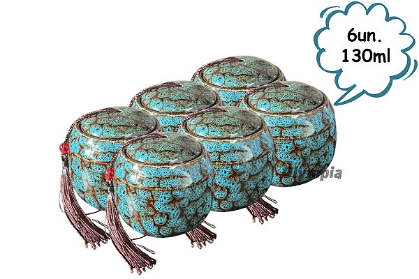 6un Cerâmica Chinesa Azul 130ml