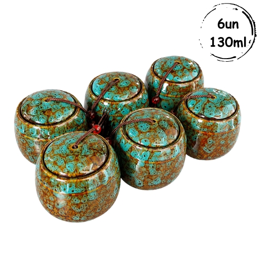 6un Cerâmica Chinesa Azul 130ml
