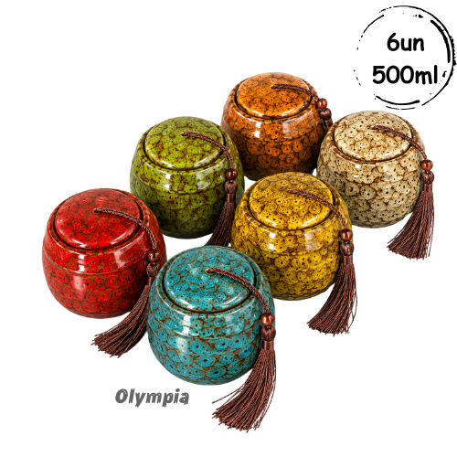 6un Cerâmica Chinesa Cores Variadas 500ml