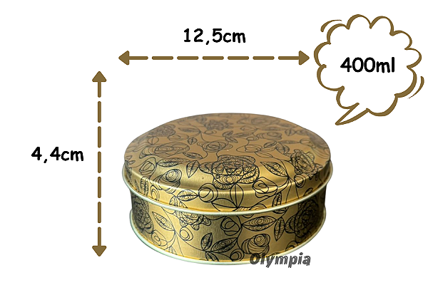 Lata Rosas Dourado e Preto Fosco 400ml