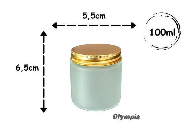 Pote de Vidro Jateado 100ml c/ Tampa Alumínio