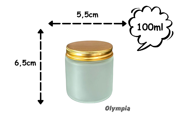 Pote de Vidro Jateado 100ml c/ Tampa Alumínio