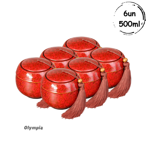 6un Cerâmica Chinesa Vermelha 500ml