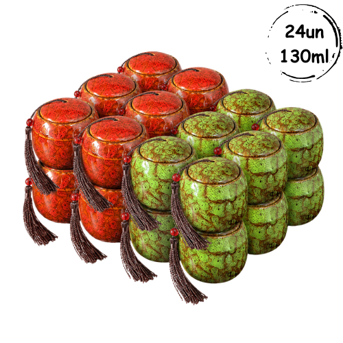 24un Cerâmica Chinesa Vermelho e Verde 130ml