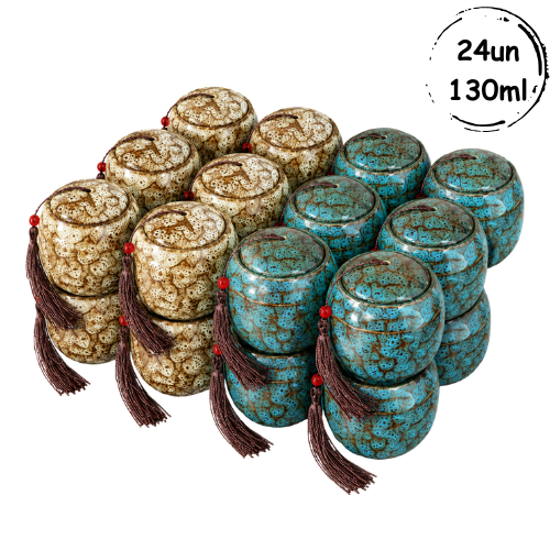 24un Cerâmica Chinesa Branco e Azul 130ml