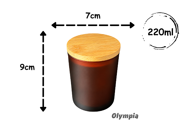 Pote de Vidro Ambar Fosco 220ml c/ Tampa Hermética de Bamboo