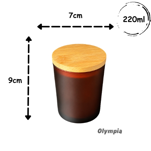 Pote de Vidro Ambar Fosco 220ml c/ Tampa Hermética de Bamboo