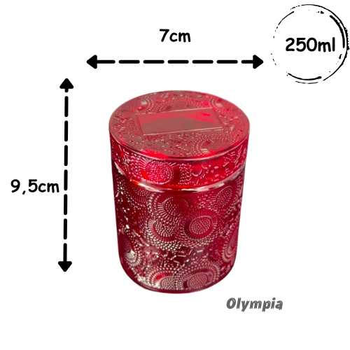 Pote Red Relevo Com Tampa de Vidro 250ml