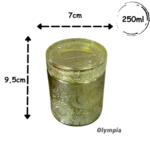Pote Green Relevo Com Tampa de Vidro 250ml