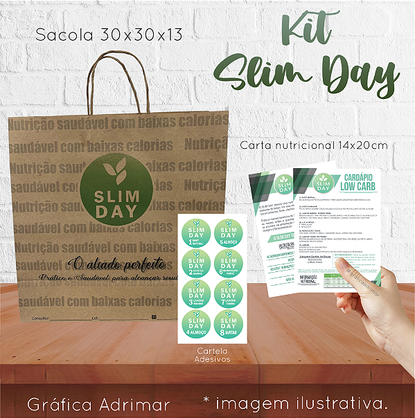 Kit Slim Day: Sacola + Carta Nutricional + Cartela de Adesivos - REF 5000
