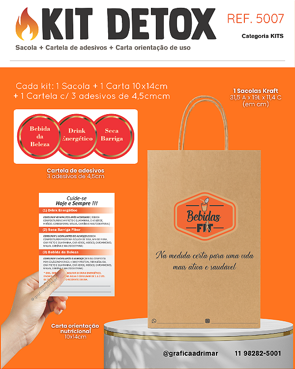 Kit Detox(Sacola + Carta + Adesivos) - REF 5007