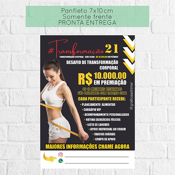 Panfleto Transformação 21 Dias (T21) 7x10cm PRONTA ENTREGA - REF 1092