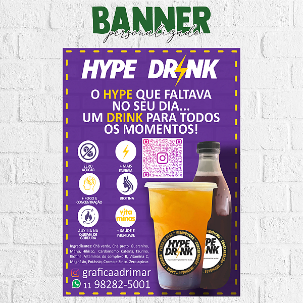 Banner Hype Drink (Vários Modelos e tamanhos) PERSONALIZADO