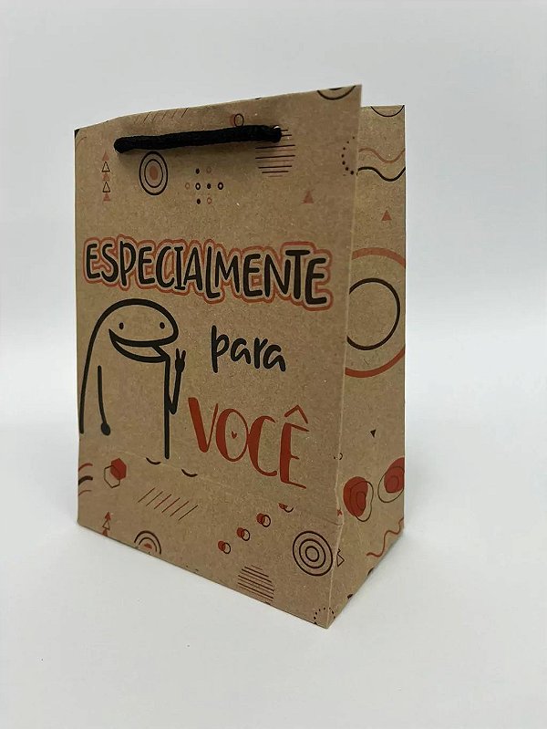 Sacola Kraft Pequena Presente Bijuteria Lembrancinha Doces "Especialmente para você" | 15,5cm A x 12cm L x 6,5cm Fundo - Modelo 26