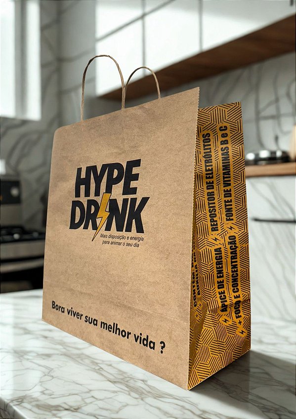 Sacola Kraft Hype Drink (30 A x 30 L x 13 Fundo) - Modelo 36