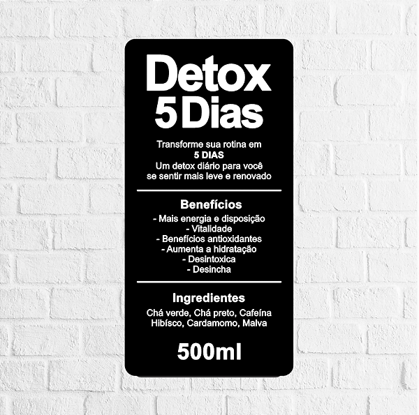 Adesivo Detox 5 Dias 4x8cm (Preto) ref 2024