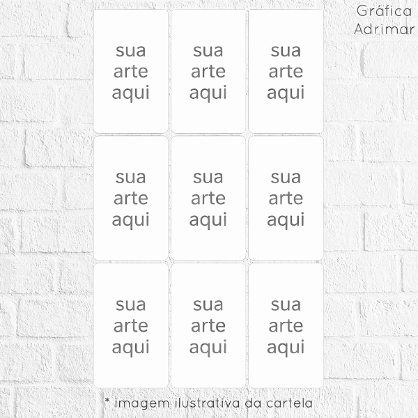 Cartela com 9 adesivos 4x8cm PERSONALIZADO