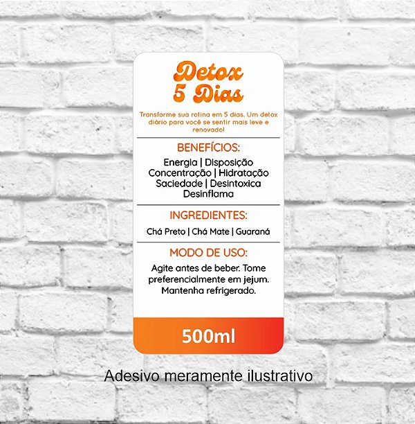 Adesivo Detox 5 Dias 4x8cm - (Laranja - NRG) ref 2025