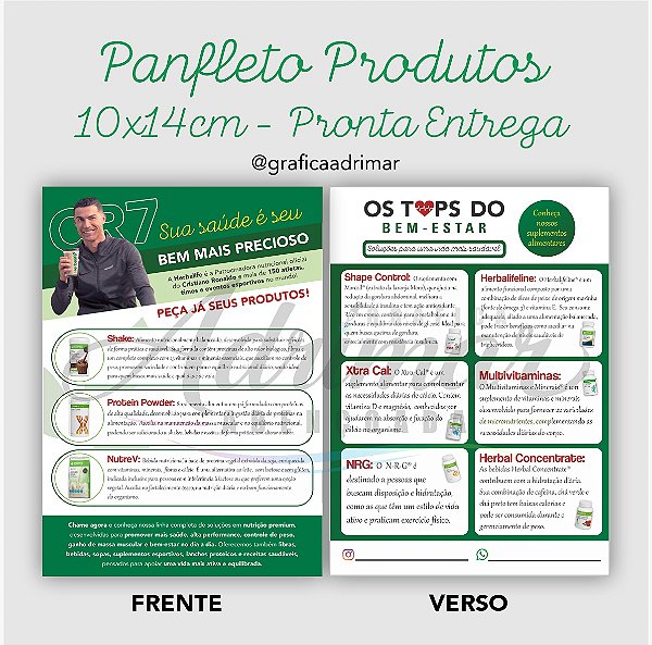 Panfleto Produtos Herbalife 10x14cm PRONTA ENTREGA - REF 10027