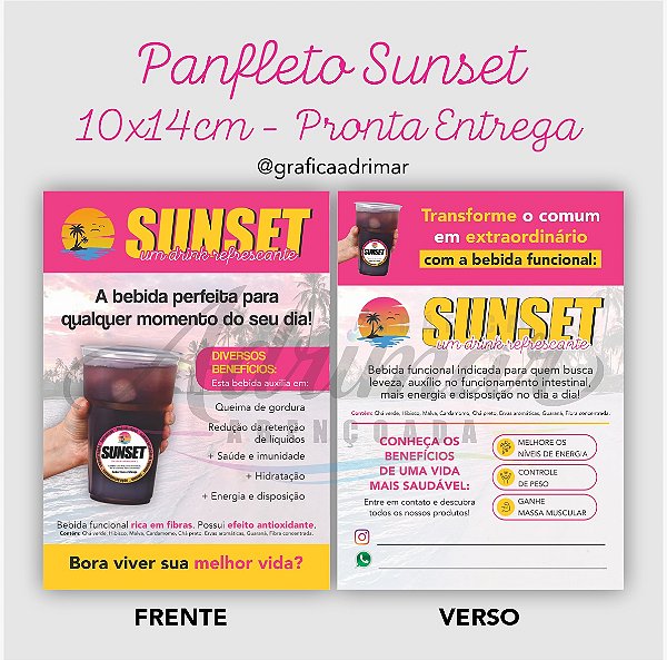 Panfleto Sunset 10x14cm PRONTA ENTREGA - REF 10028