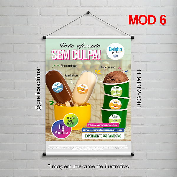 Banner Gelato proteico (Picolé, Sorvete, Gelato) MOD 6 | Pronta Entrega