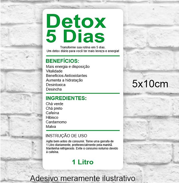 Adesivo Detox 5 Dias 5x10cm - PRONTA ENTREGA