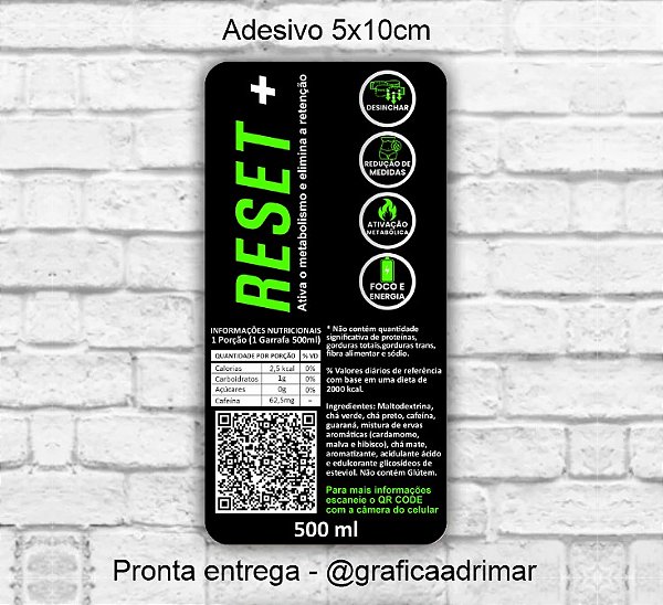 Adesivo RESET + 5x10cm - PRONTA ENTREGA ref 2026