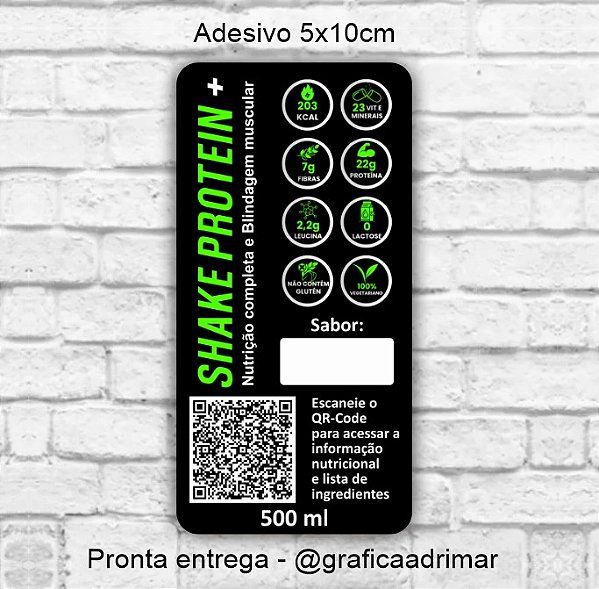 Adesivo Shake Protein 5x10cm - PRONTA ENTREGA