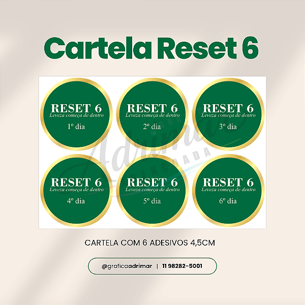 Reset 6 - Cartela de adesivos 4cm - REF 9011