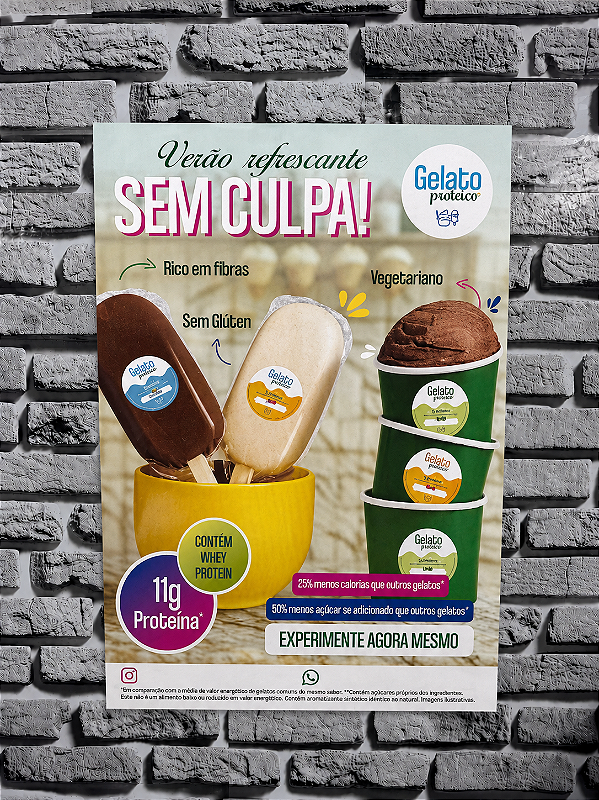 Cartaz A3 - Gelato Sorvete Picolé Proteico