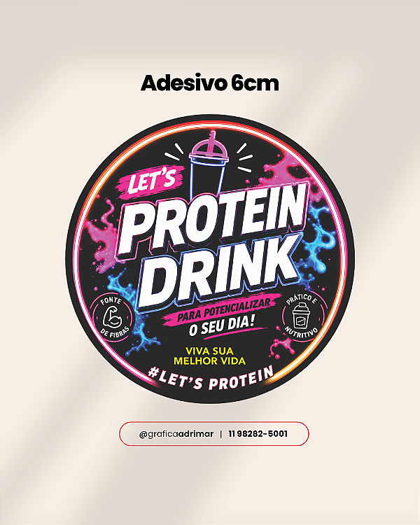 Adesivo Protein Drink ref 1049 6cm | PRONTA ENTREGA
