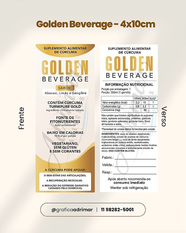 Golden Beverage (Duo - Frente + Verso) 4x10cm | PRONTA ENTREGA