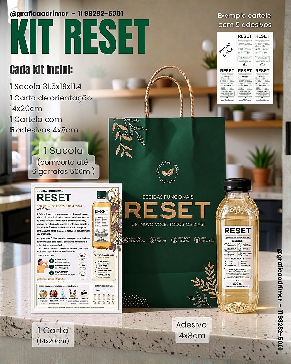 KIT RESET (MODELO 2) - (Sacola + Carta + Cartela de adesivos)
