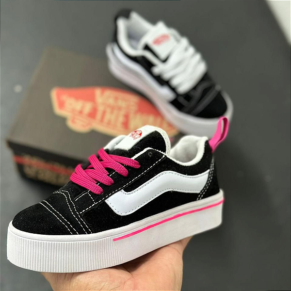 Tênis  Vanz Infantil Preto, Branco e Rosa